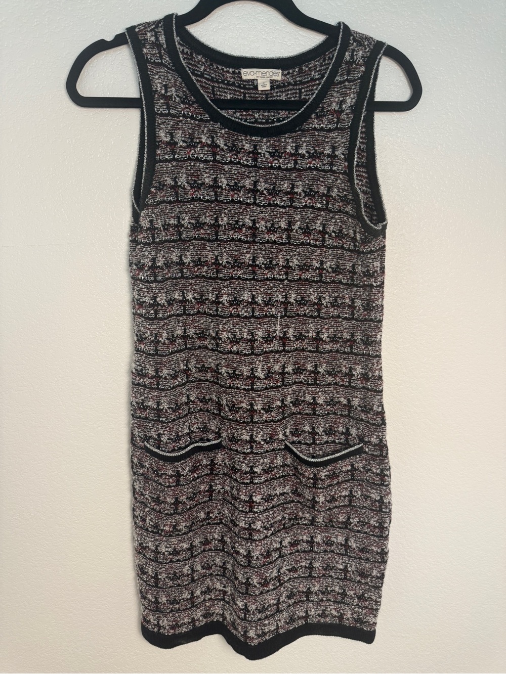 Tweed Work Sleeveless look Sweater Dresss